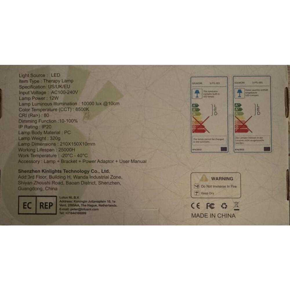 Solmore LED Sunlight Therapy Lamp - New in Box - Picture 3 of 3